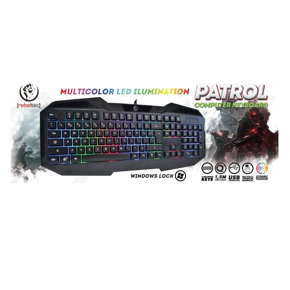 Rebeltec Patrol wire keyboard with backlight black
