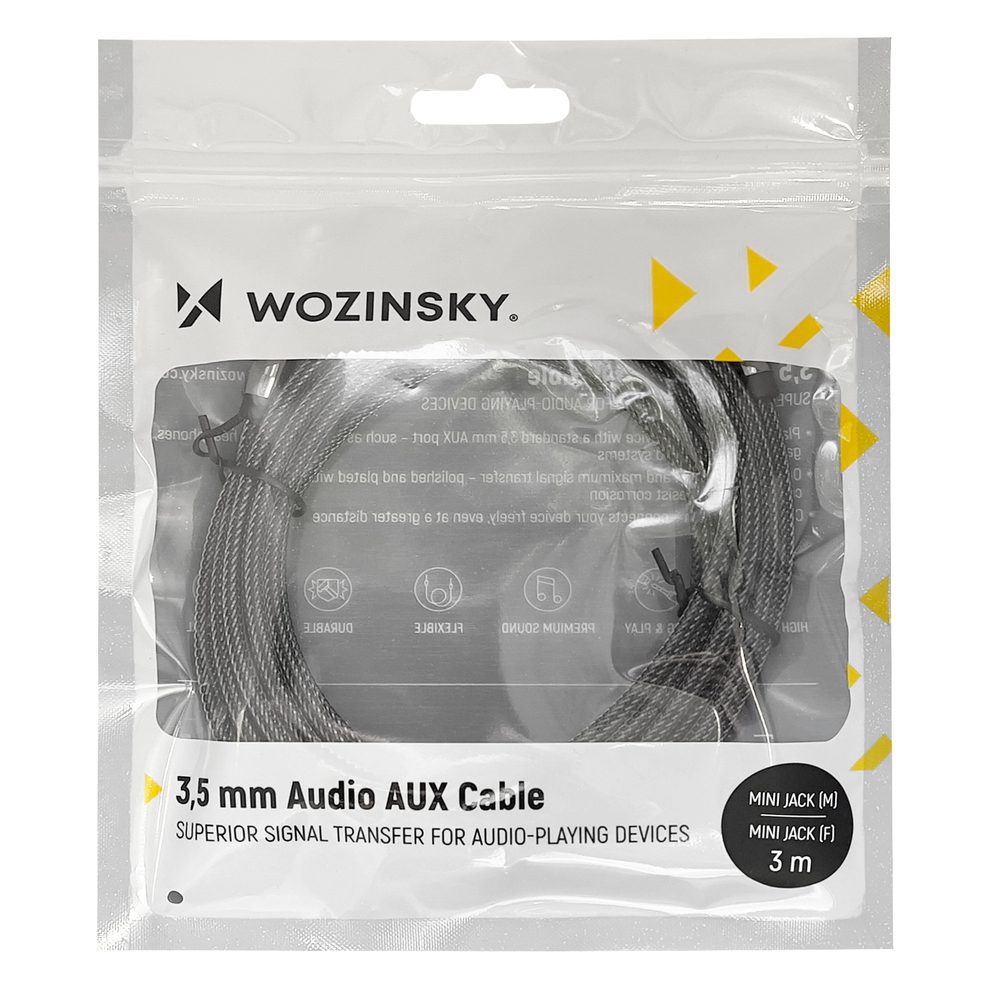 Wozinsky mini jack extension cable (female-male) AUX extension 5 m blackeng