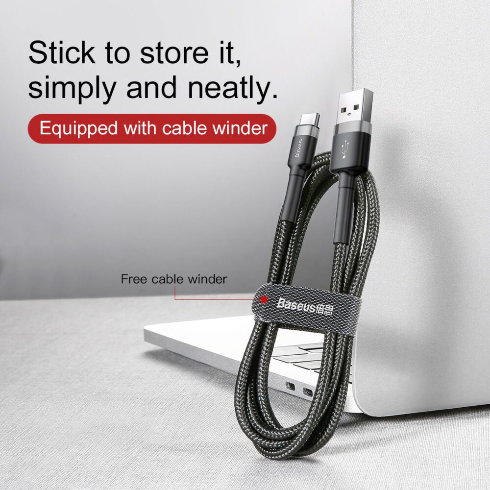 Baseus cable Cafule USB - USB-C 0,5 m 3A gray-black