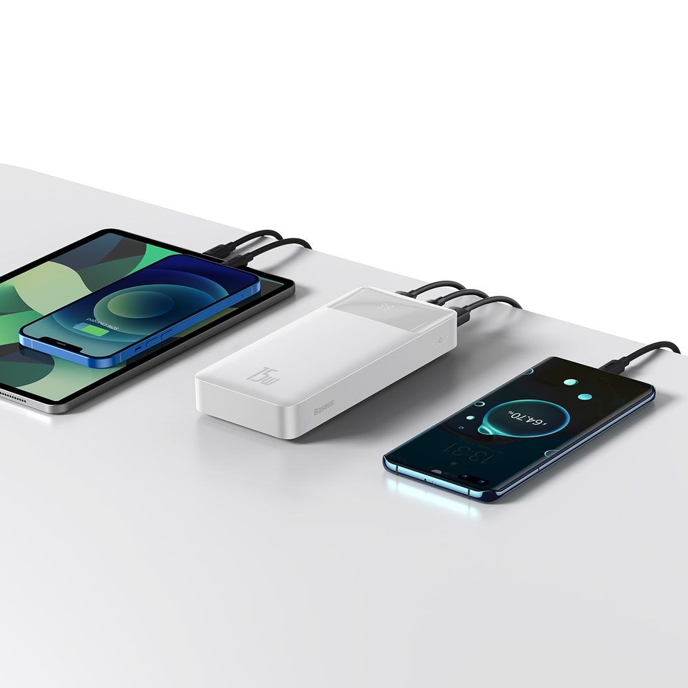 Baseus Bipow fast charging power bank 20000mAh 15W white (Overseas Edition) + USB-A - Micro USB cable 0.25m white (PPBD050102)eng