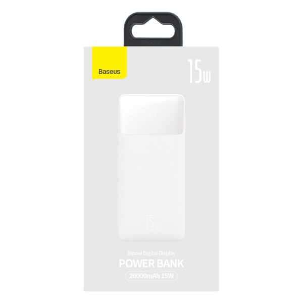 Baseus Bipow fast charging power bank 20000mAh 15W white (Overseas Edition) + USB-A - Micro USB cable 0.25m white (PPBD050102)eng