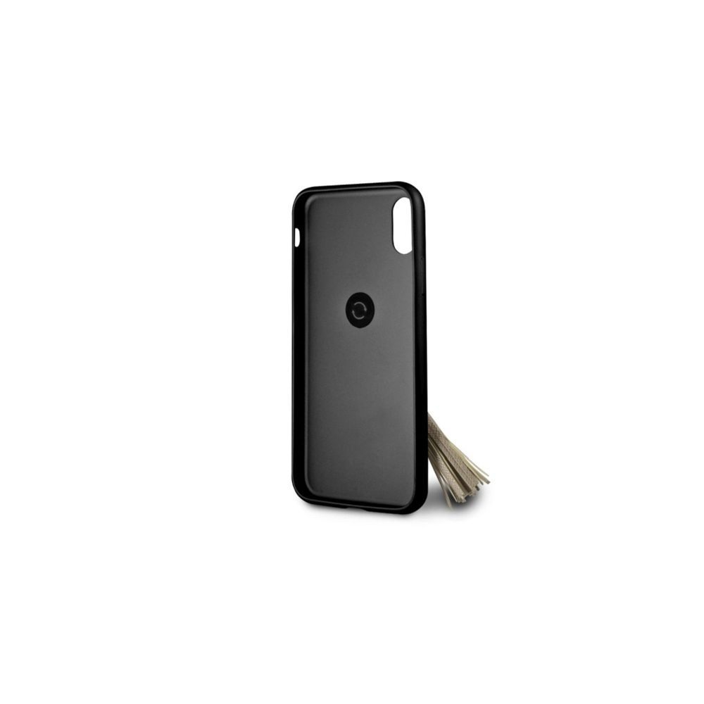 Guess iPhone XR GUHCI61RSSABK black hard case Saffiano with ring stand
