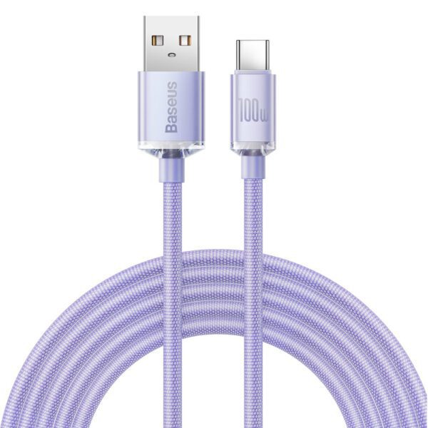 Baseus Crystal Shine Series cable USB cable for fast charging and data transfer USB Type A - USB Type C 100W 2m purple (CAJY000505)eng