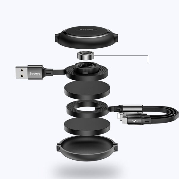 137486_14 Baseus Golden Loop 3in1 retractable cable USB - micro USB / Lightning / USB-C 3.5A 35cm - 120cm black (CAMLT-JH01)eng
