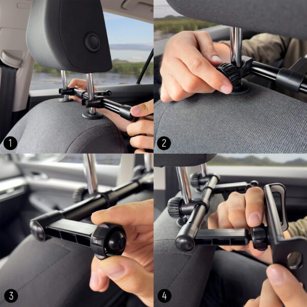 [RETURNED ITEM] Wozinsky dual car phone holder for headrest black (WTHBK1)eng