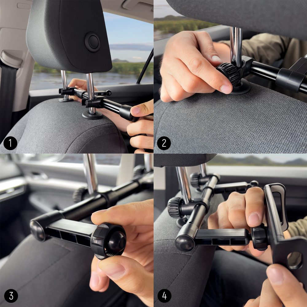 [RETURNED ITEM] Wozinsky dual car phone holder for headrest black (WTHBK1)eng