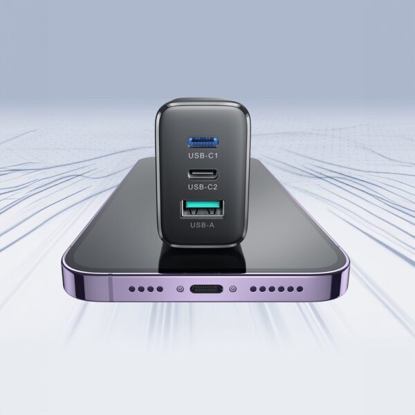 152265_1 Joyroom JR-TCF10 fast charger 2x USB-C USB-A 32W (UK plug) - blackeng