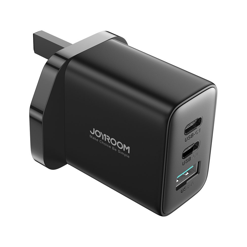 152265_9 Joyroom JR-TCF10 fast charger 2x USB-C USB-A 32W (UK plug) - blackeng