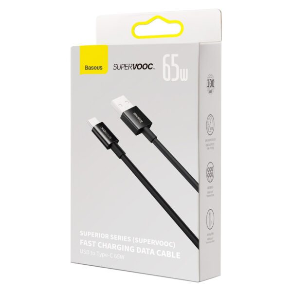 [APRÈS RETOUR] Baseus Superior Series SUPERVOOC USB-A to USB-C cable 65W 1m blackeng