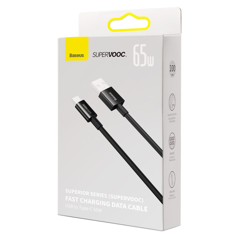 [APRÈS RETOUR] Baseus Superior Series SUPERVOOC USB-A to USB-C cable 65W 1m blackeng