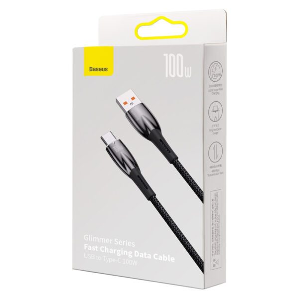 [RETURNED ITEM] Baseus Glimmer Series Fast Charging Cable USB-A - USB-C 100W 480Mbps 2m blackeng