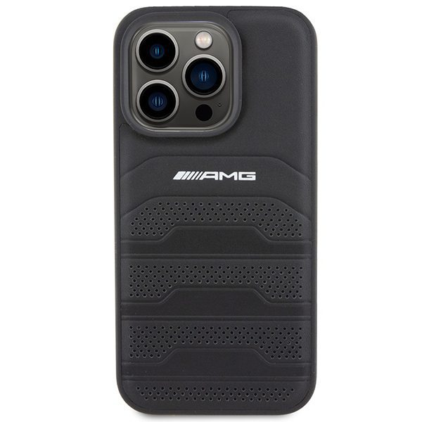 AMG Leather Debossed Lines case for iPhone 15 Pro - blackeng