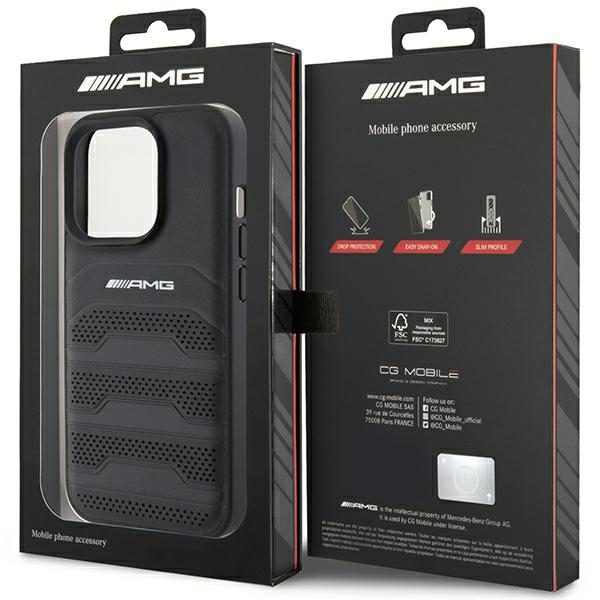 AMG Leather Debossed Lines case for iPhone 15 Pro - blackeng