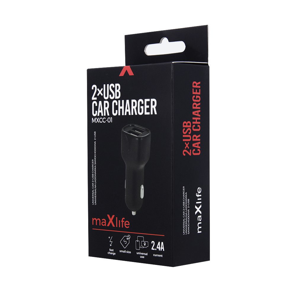 Maxlife MXCC-01 car charger 2x USB 2.4A black