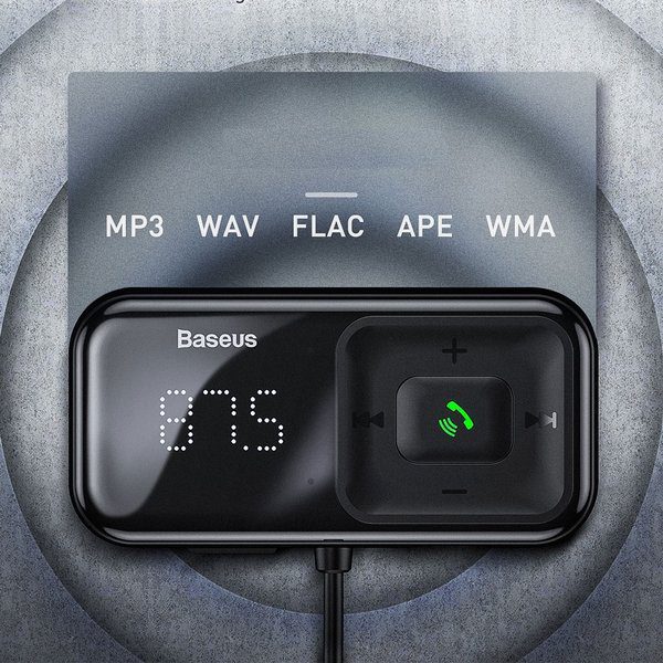 [RETURNED ITEM] Wireless Bluetooth FM transmitter with charger Baseus S-16 (Overseas edition) - blackeng