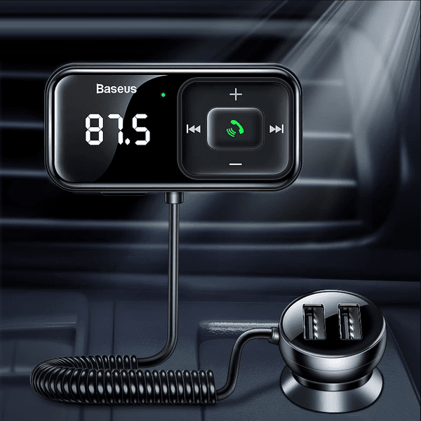 [RETURNED ITEM] Wireless Bluetooth FM transmitter with charger Baseus S-16 (Overseas edition) - blackeng