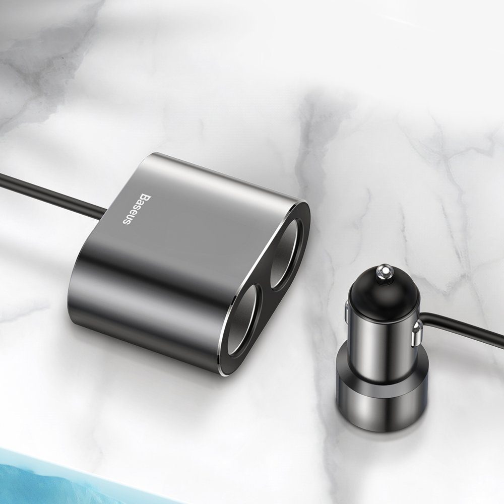 Baseus CRDYQ-01 splitter 2x cigarette lighter socket 80W 2x USB-A 3.1A - blackeng