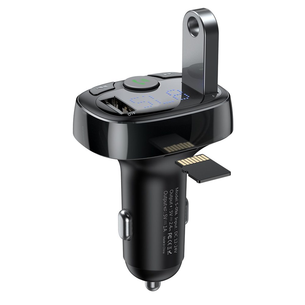 182606_3 Bluetooth transmitter / car charger Baseus S-09A (Overseas Edition) - blackeng