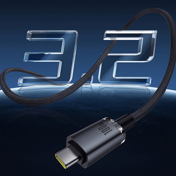 Baseus Crystal Shine CB000089 USB-C / USB-C USB3.2 cable 100W 20Gbps 1.5m - blackeng