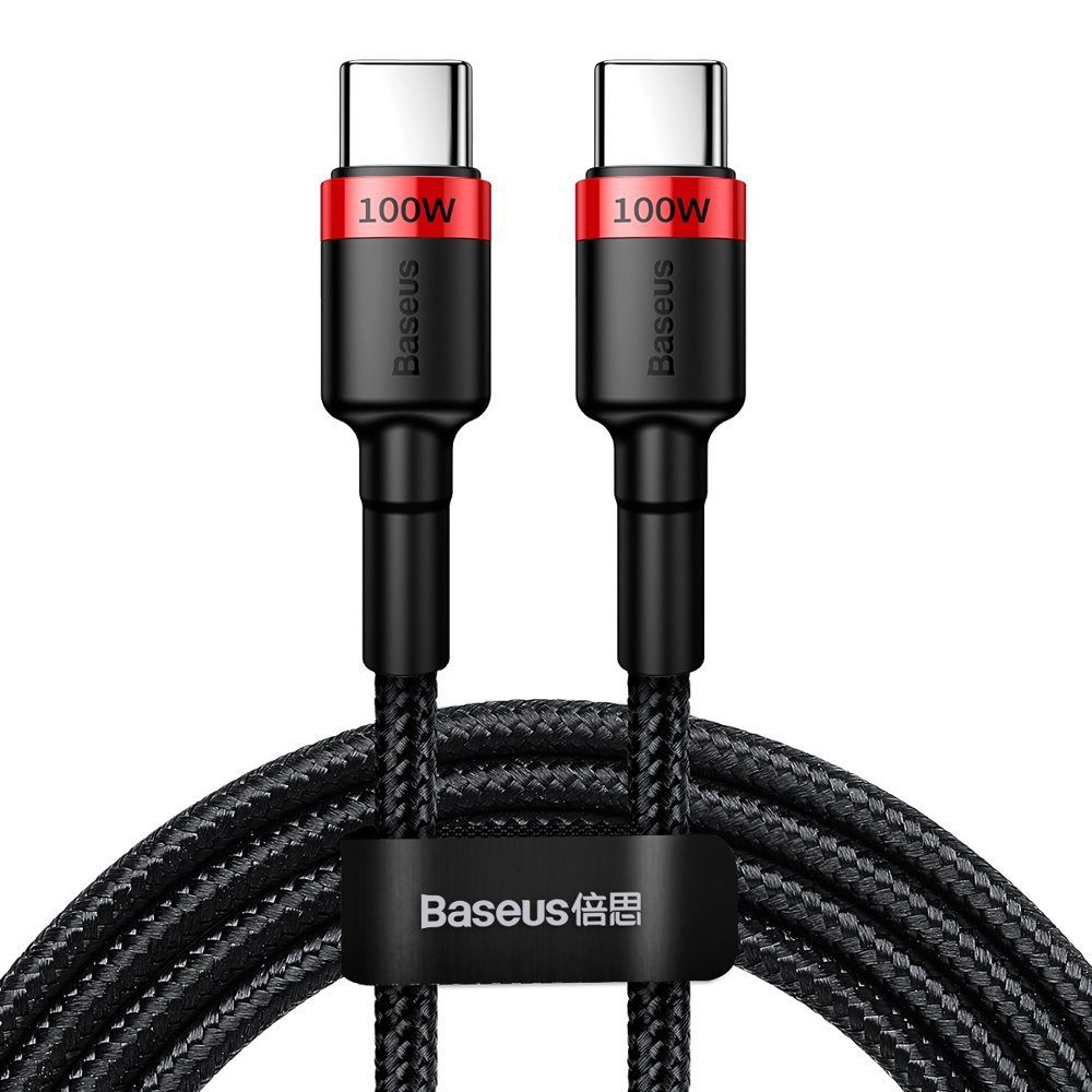 Baseus CATKLF-AL91 USB-C - USB-C PD QC cable 100W 5A 480Mb/s 2m - black and redeng