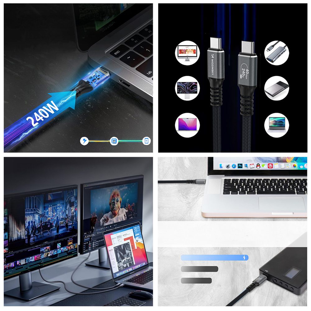 Wozinsky WPS-UY41S USB-C Thunderbolt 4 Cable 240W 1m 4K - Blackeng