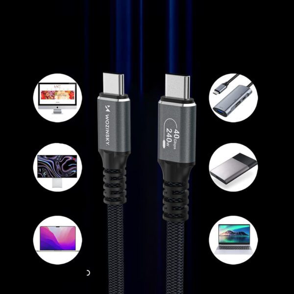 Wozinsky WPS-UY415S USB-C Thunderbolt 4 Cable 240W 1.5m 4K - Blackeng