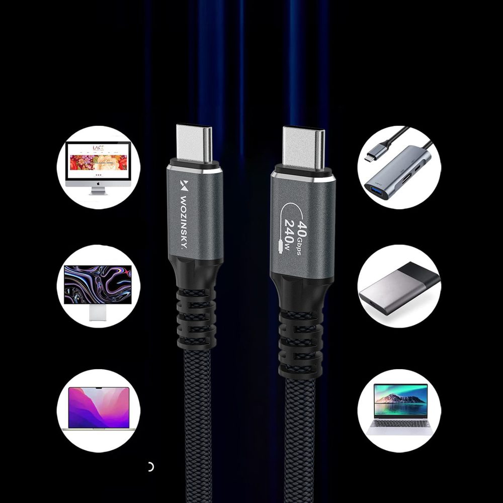 Wozinsky WPS-UY42S USB-C Thunderbolt 4 Cable 240W 2m 4K - Blackeng