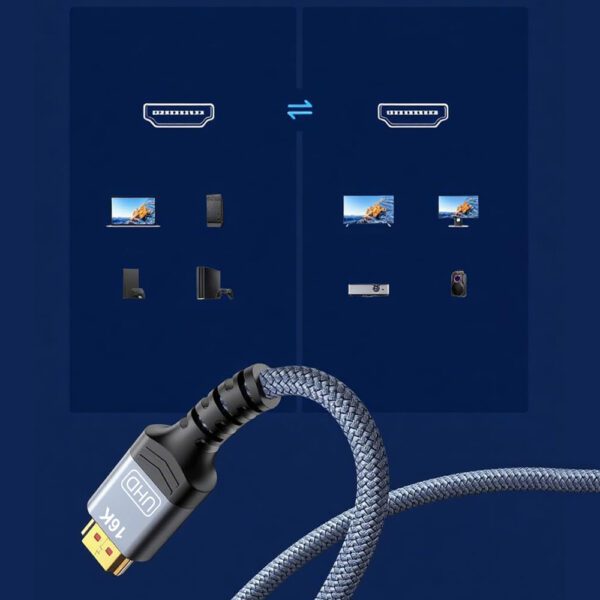 Wozinsky WPS-16AYL1S DisplayPort 2.1 Cable VESA Certified 80 Gb/s 16K@60Hz 8K@120Hz 4K@240Hz HDR HDCP DSC 1m - Blackeng