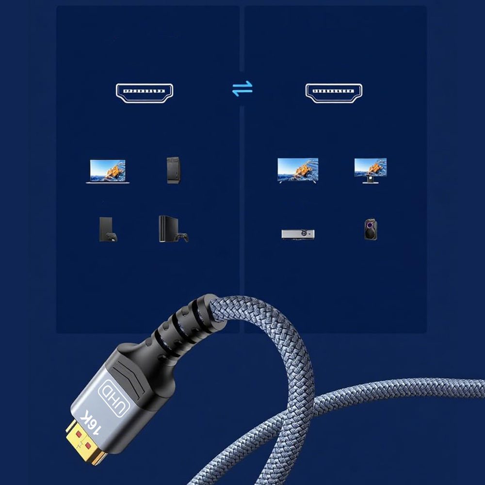 Wozinsky WPS-16AYL2S DisplayPort 2.1 Cable VESA Certified 80 Gb/s 16K@60Hz 8K@120Hz 4K@240Hz HDR HDCP DSC 2m - Blackeng