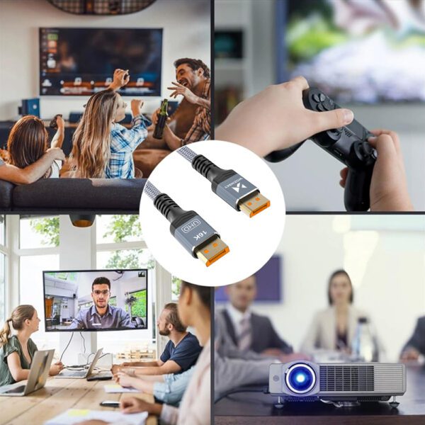 Wozinsky WPS-16AYL2S DisplayPort 2.1 Cable VESA Certified 80 Gb/s 16K@60Hz 8K@120Hz 4K@240Hz HDR HDCP DSC 2m - Blackeng