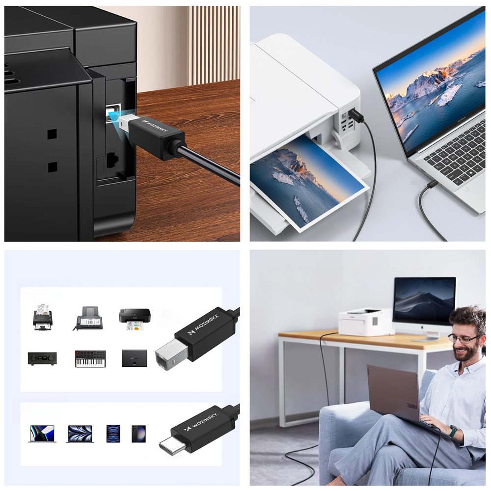 Wozinsky WKDDY2S USB-B - USB-C Cable 2m - Blackeng