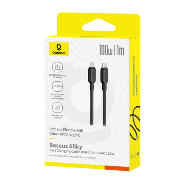 Baseus Silky Series 100W USB-C - USB-C 1m Cable - Blackeng