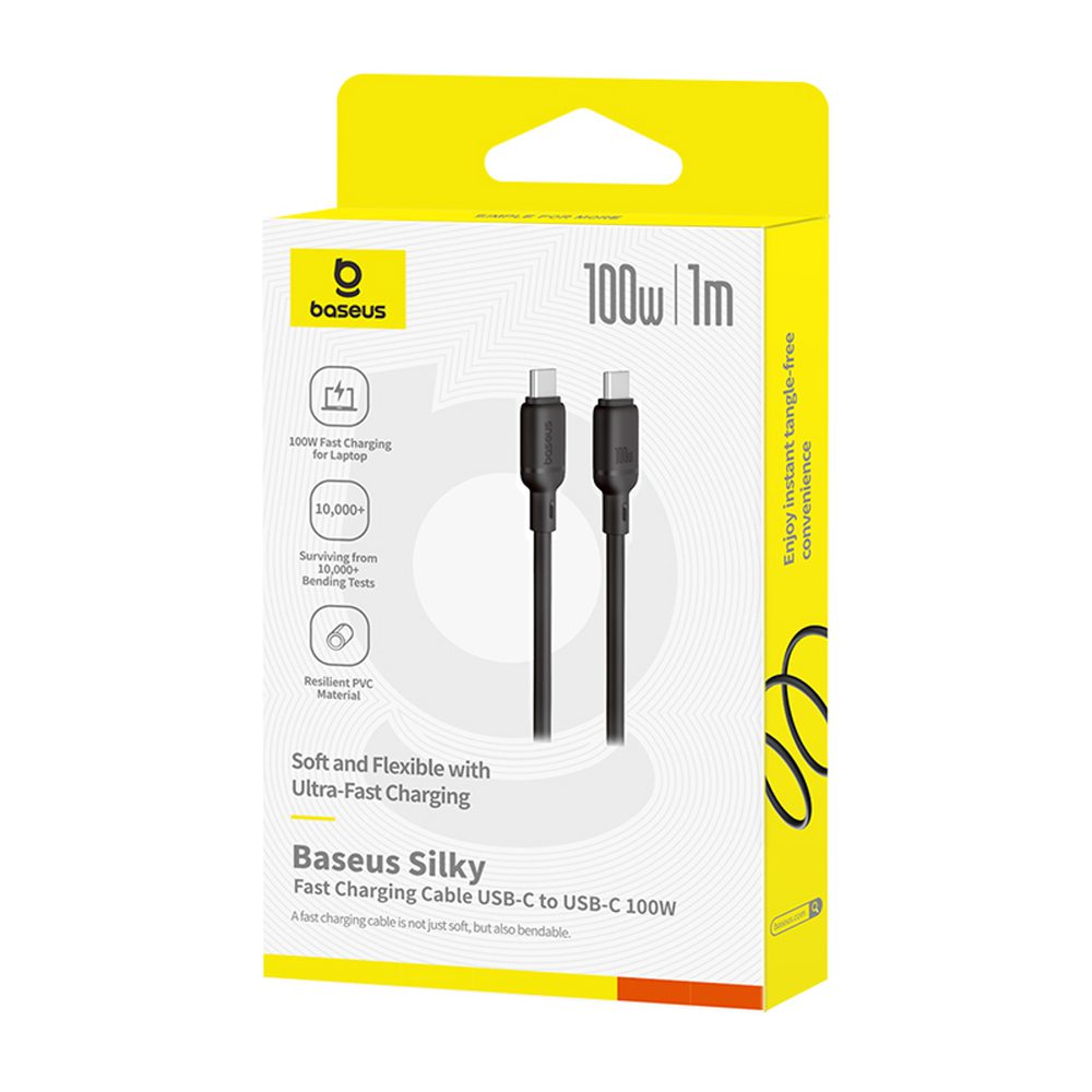 Baseus Silky Series 100W USB-C - USB-C 1m Cable - Blackeng
