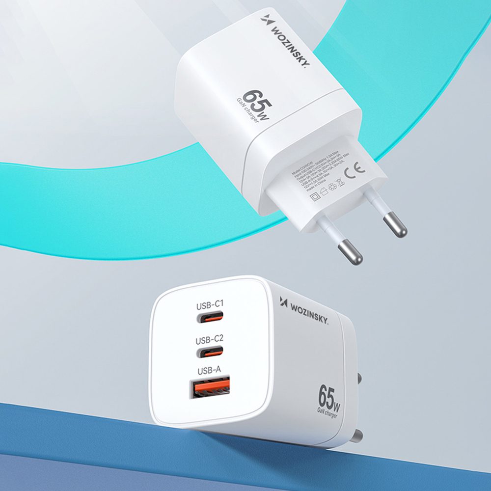 Wozinsky CGWCW 65W USB-A / 2 x USB-C GaN wall charger - whiteeng
