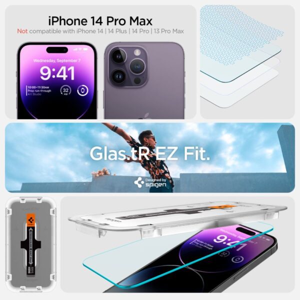 Spigen Glas.tR EZ Fit Tempered Glass for iPhone 14 Pro Max - 2 pcs.eng