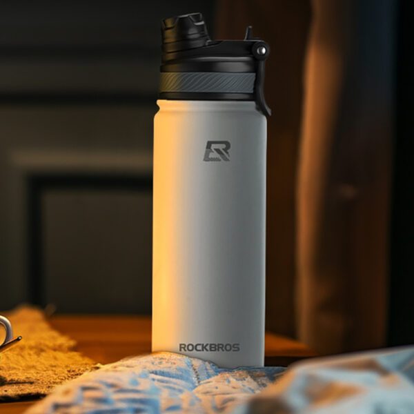 Rockbros 35210029006 thermal bicycle bottle for drinks 650 ml - whiteeng