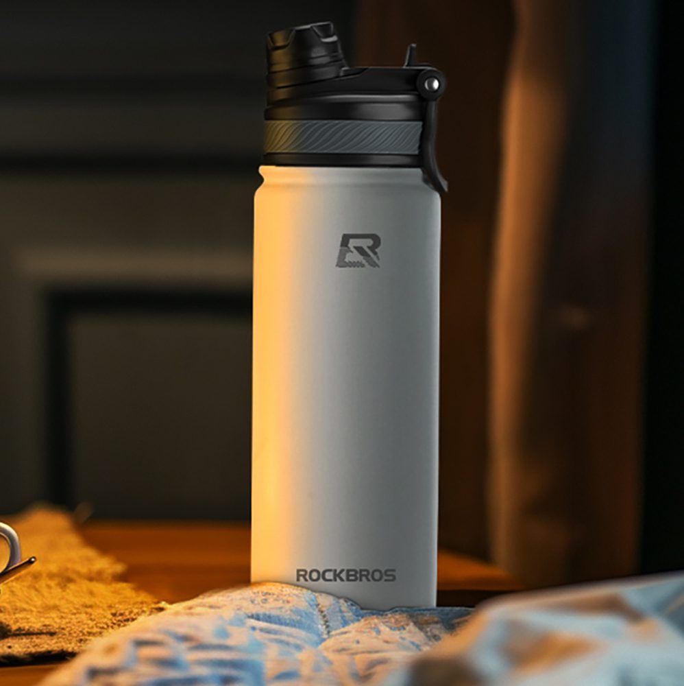 Rockbros 35210029006 thermal bicycle bottle for drinks 650 ml - whiteeng