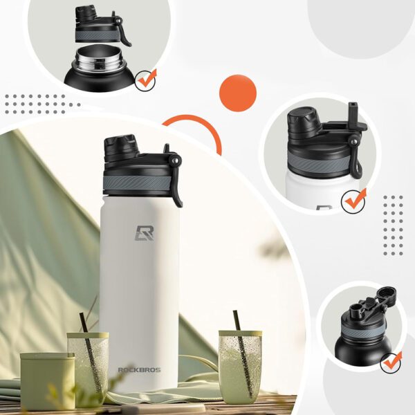 Rockbros 35210029006 thermal bicycle bottle for drinks 650 ml - whiteeng