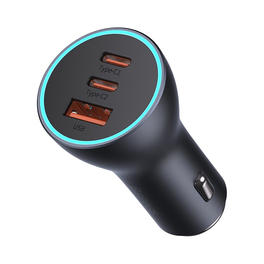 Baseus Golden Contactor Pro car charger USB-A + 2x USB-C 65W dark gray (CGJP010013)eng