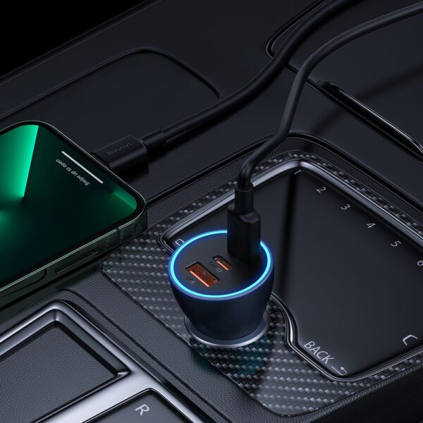 Baseus Golden Contactor Pro car charger USB-A + 2x USB-C 65W dark gray (CGJP010013)eng