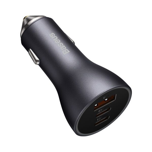Baseus Golden Contactor Pro car charger USB-A + 2x USB-C 65W dark gray (CGJP010013)eng