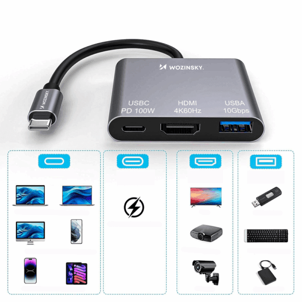 195144_5 Hub Wozinsky WHCH-01 USB-C PD 100W HDMI 4K@30Hz USB-A 10Gbps - grayeng