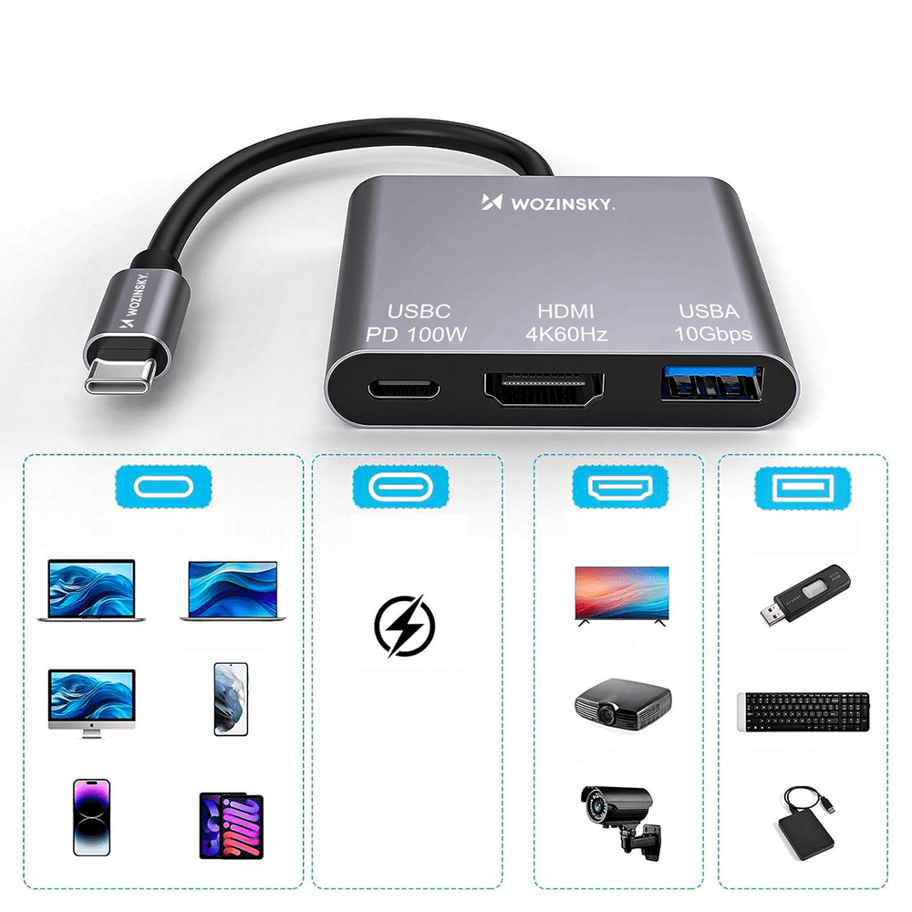 195144_5 Hub Wozinsky WHCH-01 USB-C PD 100W HDMI 4K@30Hz USB-A 10Gbps - grayeng