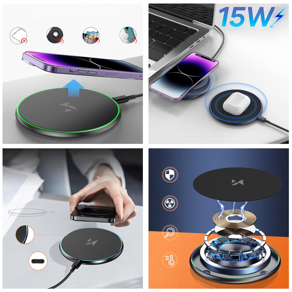 195147_2 Wozinsky WLI-01Y 15W Qi Inductive Charger with USB-C Cable - Blackeng