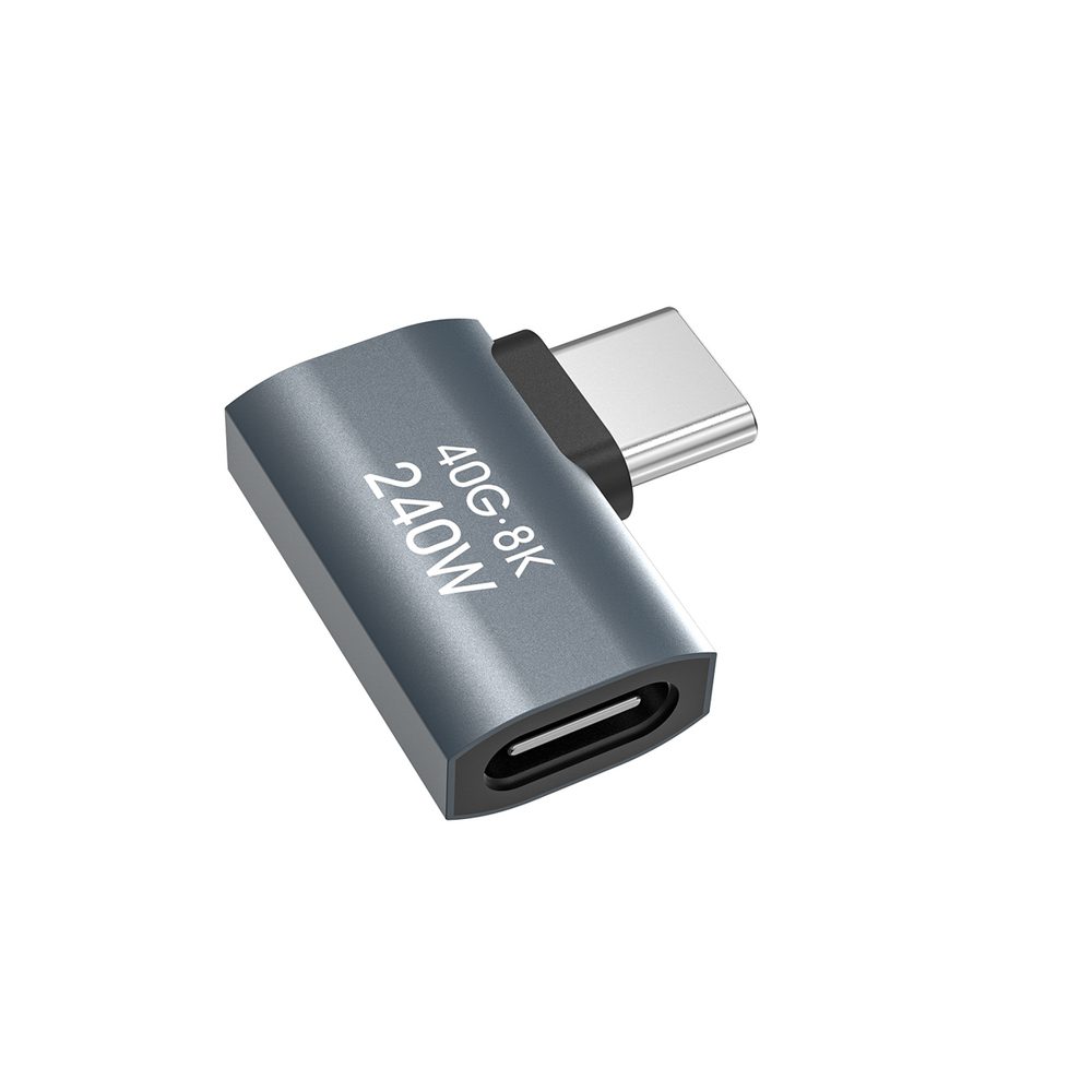 195168_2 Przejściówka kątowa boczna Wozinsky WPKB-01 USB-C - USB-C 40Gb/s 240W 8K OTG - szarapol