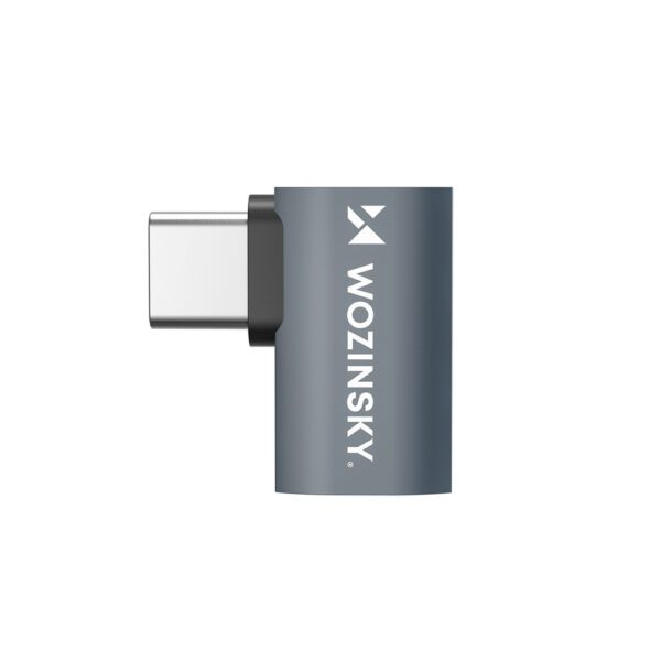 195168_4 Przejściówka kątowa boczna Wozinsky WPKB-01 USB-C - USB-C 40Gb/s 240W 8K OTG - szarapol