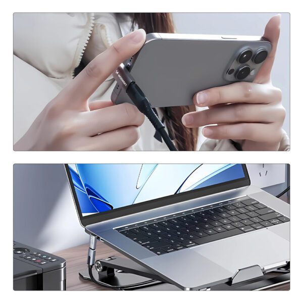 195169_7 Przejściówka kątowa Wozinsky WPKF-01 USB-C - USB-C 40Gb/s 240W 8K OTG - szarapol