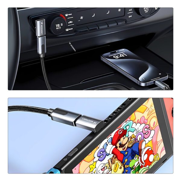 195169_8 Przejściówka kątowa Wozinsky WPKF-01 USB-C - USB-C 40Gb/s 240W 8K OTG - szarapol