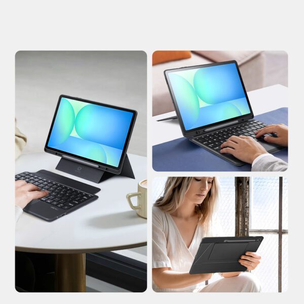 Etui z klawiaturą Dux Ducis (DK series) na Samsung Tab S10 FE+ (Plus) z podświetleniem - czarnapol