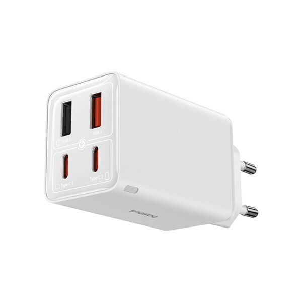 197212_2 Baseus GaN6 Pro Charger 65W 2 x USB-C 2 x USB-A with Black USB-C Cable 100W 1m - Whiteeng